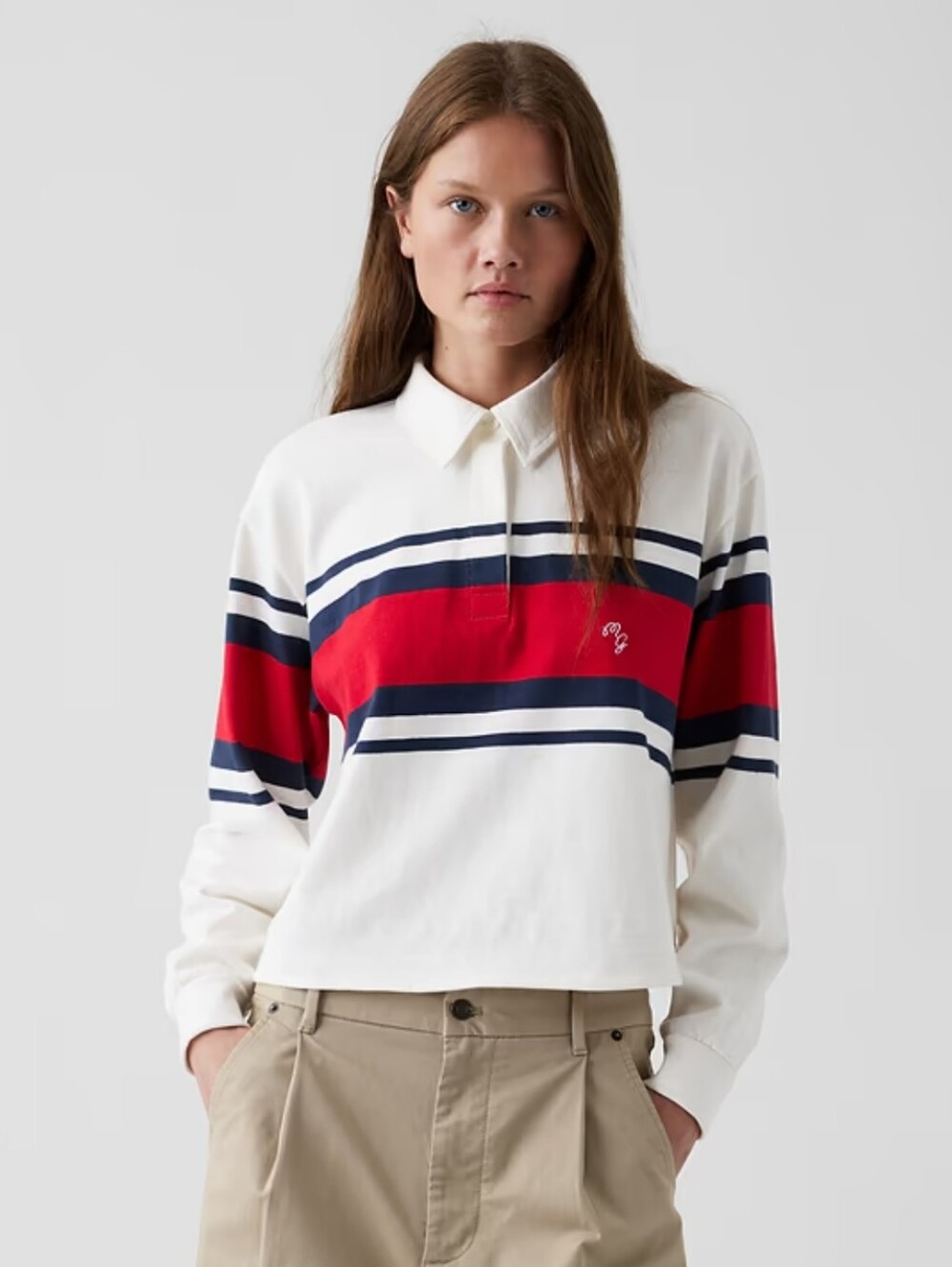 GAP X Malbon Cropped Striped Rugby Shirt Sweater Size S NWT